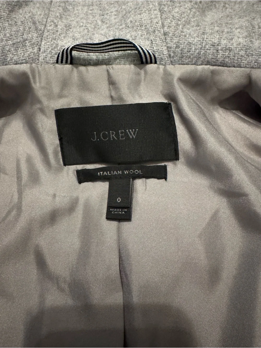 J. Crew Light Gray Wool Trench Coat with Faux Fur Hood Trim - Picture 5 of 5